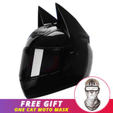 Motorcycle Helmet Women Moto Ear Helmet Personality Full Face Motorbike Helmet Motocross Capacete Casque Moto Helmet Black
