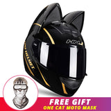 Motorcycle Helmet Women Moto Ear Helmet Personality Full Face Motorbike Helmet Motocross Capacete Casque Moto Helmet Black