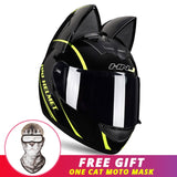 Motorcycle Helmet Women Moto Ear Helmet Personality Full Face Motorbike Helmet Motocross Capacete Casque Moto Helmet Black
