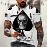 Horrible Skull Spades Poker T-Shirt Casual Men Summer 3D-Print Extra-Large T-Shirt 2021 Comfort Breathable T-Shirt Tops 110-6XL