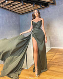 Smileven Yellow Sexy V Neck Mermaid Evening Dress Strapless High Side Split Prom Dresses Dubai Celebrity Dresses Party Gowns