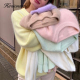 Hirsionsan Soft Loose Knitted Cashmere Sweaters Women New Winter Loose Solid Female Pullovers Warm Basic Knitwear Jumper