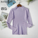Bornladies Autumn Winter Basic Turtleneck Knitting Bottoming Warm Sweaters 2021 Women's Pullovers Solid Minimalist Cheap Tops