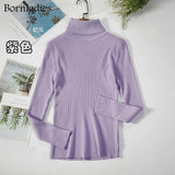 Bornladies Basic Knitted Autumn Turtleneck Sweaters for Women