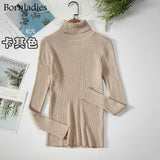 Bornladies Basic Knitted Autumn Turtleneck Sweaters for Women