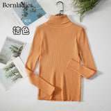 Bornladies Basic Knitted Autumn Turtleneck Sweaters for Women