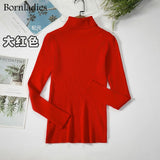 Bornladies Basic Knitted Autumn Turtleneck Sweaters for Women