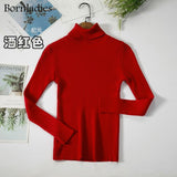 Bornladies Basic Knitted Autumn Turtleneck Sweaters for Women