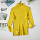 Bornladies Basic Knitted Autumn Turtleneck Sweaters for Women