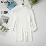 Bornladies Basic Knitted Autumn Turtleneck Sweaters for Women