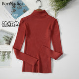 Bornladies Basic Knitted Autumn Turtleneck Sweaters for Women