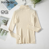 Bornladies Basic Knitted Autumn Turtleneck Sweaters for Women