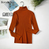 Bornladies Basic Knitted Autumn Turtleneck Sweaters for Women