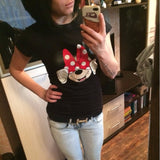 Three Mickey Mouse Print Women T shirt Cartoon Summer Top Ladies T Shirt Graphic Female Tee T-Shirt Disney Womens Clothing