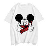 Three Mickey Mouse Print Women T shirt Cartoon Summer Top Ladies T Shirt Graphic Female Tee T-Shirt Disney Womens Clothing