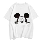 Three Mickey Mouse Print Women T shirt Cartoon Summer Top Ladies T Shirt Graphic Female Tee T-Shirt Disney Womens Clothing