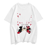 Three Mickey Mouse Print Women T shirt Cartoon Summer Top Ladies T Shirt Graphic Female Tee T-Shirt Disney Womens Clothing