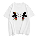 Three Mickey Mouse Print Women T shirt Cartoon Summer Top Ladies T Shirt Graphic Female Tee T-Shirt Disney Womens Clothing