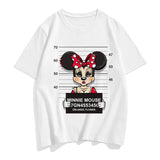 Three Mickey Mouse Print Women T shirt Cartoon Summer Top Ladies T Shirt Graphic Female Tee T-Shirt Disney Womens Clothing