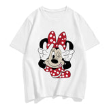 Three Mickey Mouse Print Women T shirt Cartoon Summer Top Ladies T Shirt Graphic Female Tee T-Shirt Disney Womens Clothing
