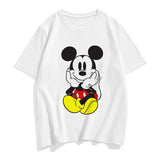 Three Mickey Mouse Print Women T shirt Cartoon Summer Top Ladies T Shirt Graphic Female Tee T-Shirt Disney Womens Clothing