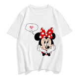 Three Mickey Mouse Print Women T shirt Cartoon Summer Top Ladies T Shirt Graphic Female Tee T-Shirt Disney Womens Clothing