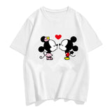 Three Mickey Mouse Print Women T shirt Cartoon Summer Top Ladies T Shirt Graphic Female Tee T-Shirt Disney Womens Clothing