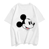 Three Mickey Mouse Print Women T shirt Cartoon Summer Top Ladies T Shirt Graphic Female Tee T-Shirt Disney Womens Clothing
