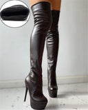 Sexy Small Plus Size 31-46 Winter Add Fur Platform Extreme High Fetish Thin Heels Party Shoes Women Over Knee Boots Female