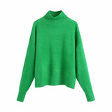 Willshela Women's Fashion Solid Knit Sweater Top  with Long Sleeves & High Neck