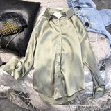 Womens Clothing Silk Shirt Vintage Blouse Women Sheer