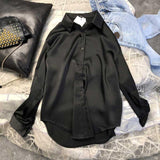 Womens Clothing Silk Shirt Vintage Blouse Women Sheer