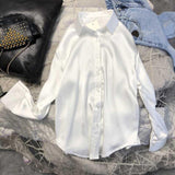 Womens Clothing Silk Shirt Vintage Blouse Women Sheer