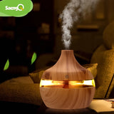 saengQ Electric Wood Grain Air Humidifier & Essential Aroma Oil Diffuser USB Mini Mist Maker LED Light
