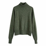 Willshela Women's Fashion Solid Knit Sweater Top  with Long Sleeves & High Neck