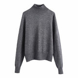 Willshela Women's Fashion Solid Knit Sweater Top  with Long Sleeves & High Neck