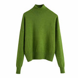 Willshela Women's Fashion Solid Knit Sweater Top  with Long Sleeves & High Neck