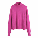 Willshela Women's Fashion Solid Knit Sweater Top  with Long Sleeves & High Neck