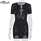 FQLWL Night Club Purple White Tassel Lace Dresses Bandage Pink Summer Bodycon Mesh Dress Women