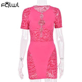 FQLWL Night Club Purple White Tassel Lace Dresses Bandage Pink Summer Bodycon Mesh Dress Women
