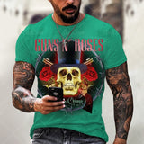 Summer 3D Printing Plum Skull Oversized T-Shirt Fashion O-Neck 66 Highway Pattern Casual Short Sleeve Street Hip Hop T-Shirts