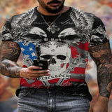 Summer 3D Printing Plum Skull Oversized T-Shirt Fashion O-Neck 66 Highway Pattern Casual Short Sleeve Street Hip Hop T-Shirts