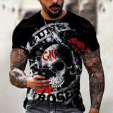 Summer 3D Printing Plum Skull Oversized T-Shirt Fashion O-Neck 66 Highway Pattern Casual Short Sleeve Street Hip Hop T-Shirts