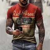 Summer 3D Printing Plum Skull Oversized T-Shirt Fashion O-Neck 66 Highway Pattern Casual Short Sleeve Street Hip Hop T-Shirts