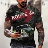 Summer 3D Printing Plum Skull Oversized T-Shirt Fashion O-Neck 66 Highway Pattern Casual Short Sleeve Street Hip Hop T-Shirts