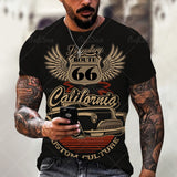 Summer 3D Printing Plum Skull Oversized T-Shirt Fashion O-Neck 66 Highway Pattern Casual Short Sleeve Street Hip Hop T-Shirts