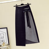 Plus Size Women Autumn Winter Warm Knitted Two Pieces Sets Korean Long Sleeve Pullover Sweater Top And High Waist Skirts Sets