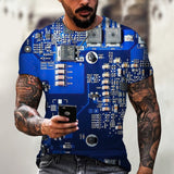 Fashion Electronic Chip Men's 3D Print T-Shirt Summer Hip Hop Short Sleeve Harajuku Punk Style Male Oversized T Shirt Unisex Top