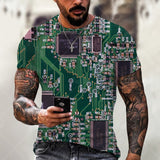 Fashion Electronic Chip Men's 3D Print T-Shirt Summer Hip Hop Short Sleeve Harajuku Punk Style Male Oversized T Shirt Unisex Top