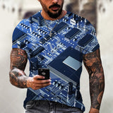 Fashion Electronic Chip Men's 3D Print T-Shirt Summer Hip Hop Short Sleeve Harajuku Punk Style Male Oversized T Shirt Unisex Top